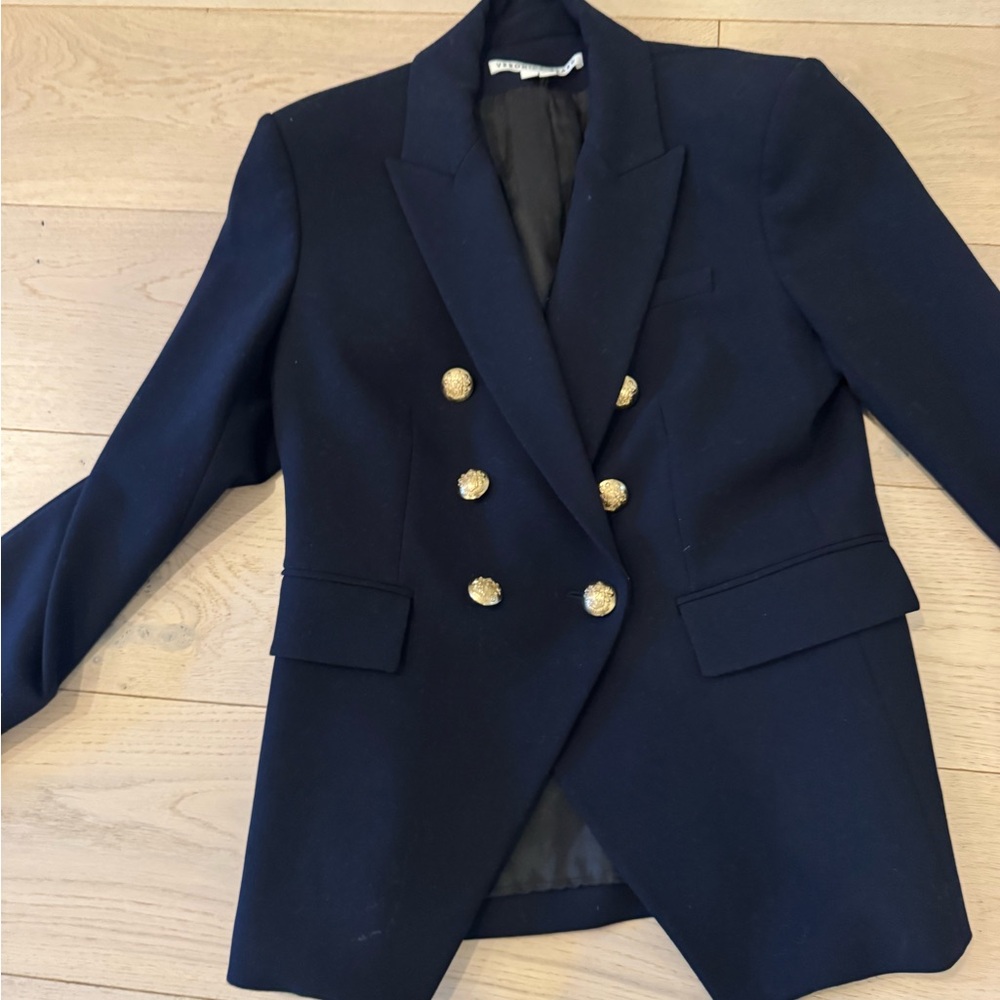 Veronica Beard Navy Dickey Blazer with Gold Buttons - Picture 3 of 5